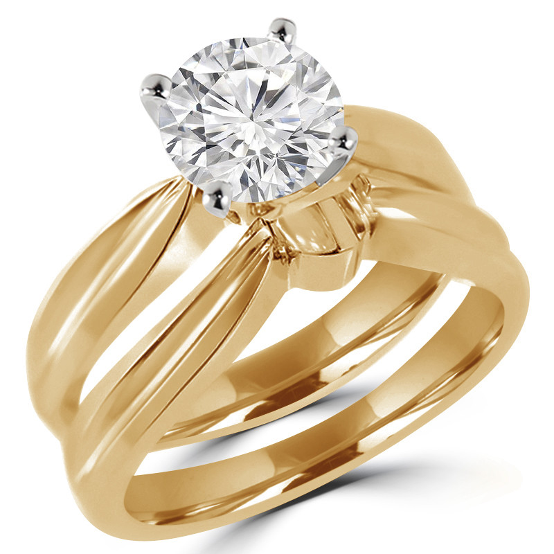 Fashion Engagement Wedding Ring Set For Women's Gold Coated with Rhinestone  - Online Shopping