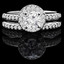 Round Cut Diamond Multi-Stone 4-Prong Engagement Halo Ring and Wedding Band Bridal Set with Round Diamond Accents in White Gold - #2503WS-W-SET