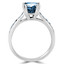 Round Cut Blue Diamond Multi-Stone 4 Double-Prong Cathedral-Set Vintage Engagement Ring with Round Blue Diamond Accents in White Gold - #SM2361-W-BLUE