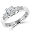 Princess Cut Diamond Three-Stone V-Prong Trellis-Set Engagement Ring in White Gold - #1651L-W