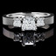 Princess Cut Diamond Three-Stone V-Prong Trellis-Set Engagement Ring in White Gold - #1651L-W