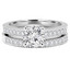Round Cut Diamond Multi-Stone 4-Prong Engagement Ring and Wedding Band Bridal Set with Round Diamond Accents in White Gold - #1942-A-B-W
