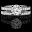 Round Cut Diamond Multi-Stone 4-Prong Engagement Ring and Wedding Band Bridal Set with Round Diamond Accents in White Gold - #1942-A-B-W
