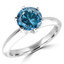 Round Cut Blue Diamond Solitaire 6-Prong Engagement Ring in White Gold - #1956L-W-BLUE