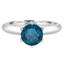 Round Cut Blue Diamond Solitaire 6-Prong Engagement Ring in White Gold - #1956L-W-BLUE