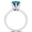 Round Cut Blue Diamond Solitaire 6-Prong Engagement Ring in White Gold - #1956L-W-BLUE
