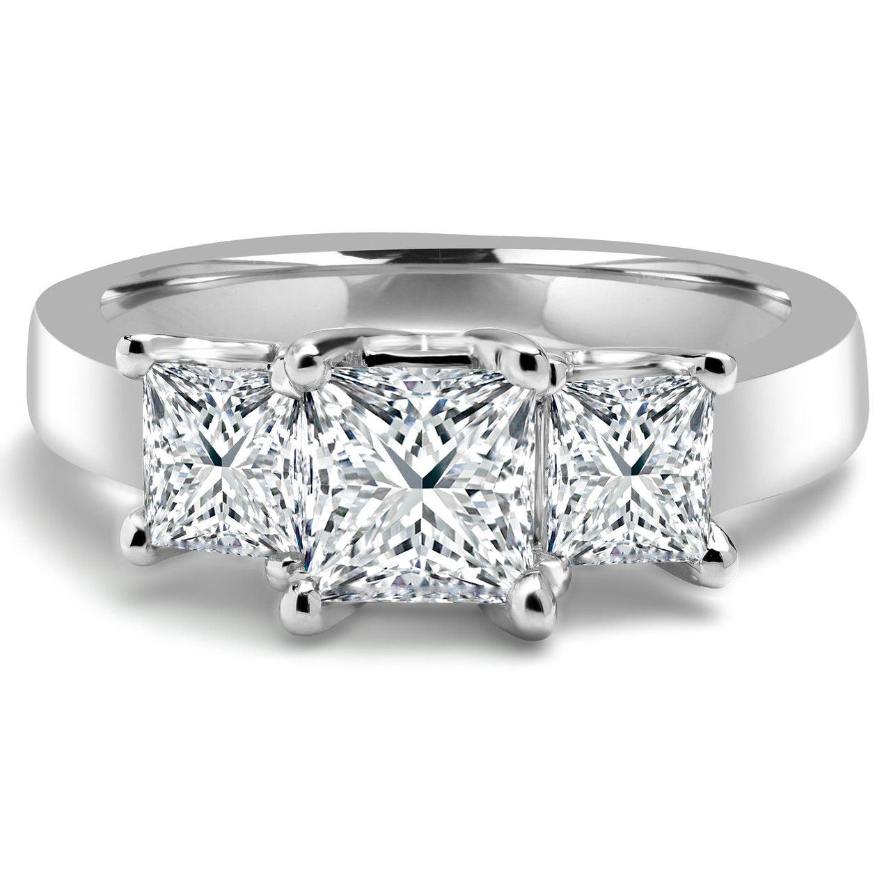 Princess 3 stone engagement ring deals