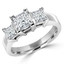 Princess Cut Diamond Three-Stone V-Prong Trellis-Set Engagement Ring in White Gold - #2285LP-W