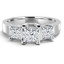 Princess Cut Diamond Three-Stone V-Prong Trellis-Set Engagement Ring in White Gold - #2285LP-W