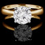 Round Cut Diamond Solitaire Tapered-Shank 4-Prong Cathedral-Set Engagement Ring in Yellow Gold - #2307L-Y