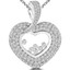 Round Cut Diamond Multi-Stone Pave and Bezel-Set Heart Pendant with Chain in White Gold - #C978-W