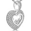 Round Cut Diamond Multi-Stone Pave and Bezel-Set Heart Pendant with Chain in White Gold - #C978-W