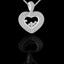 Round Cut Diamond Multi-Stone Pave and Bezel-Set Heart Pendant with Chain in White Gold - #C978-W