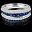 Princess Cut Blue Sapphire Multi-Stone Gemstone & Round Cut Diamond Ring in White Gold - #CFH5-W