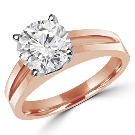 Round Cut Diamond Solitaire Split Shank 4-Prong Engagement Ring in Rose Gold - #210L-R