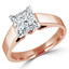 Princess Cut Diamond Solitaire Cathedral-Set 4-Prong Engagement Ring in Rose Gold - #323LP-R