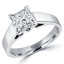 Princess Cut Diamond Solitaire Cathedral-Set 4-Prong Engagement Ring in White Gold - #323LP-W