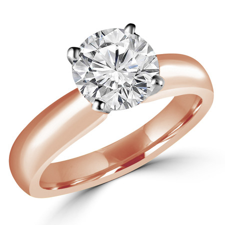 Round Cut Diamond Solitaire 4-Prong Engagement Ring in Rose Gold - #1625L-R