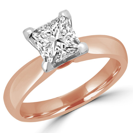 Princess Cut Diamond Solitaire 4-Prong Engagement Ring in Rose Gold - #1625LP-R