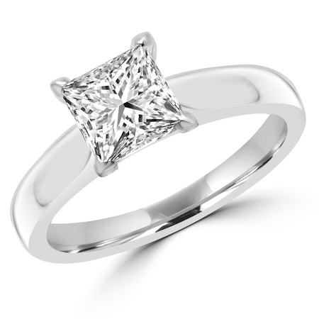 Princess Cut Diamond Solitaire V-Prong Engagement Ring in White Gold - #2545LP-W