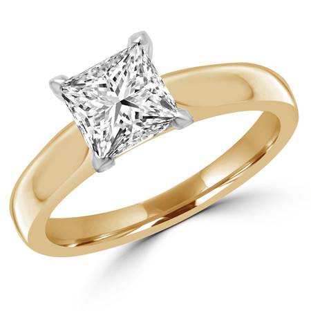 Princess Cut Diamond Solitaire V-Prong Engagement Ring in Yellow Gold - #2545LP-Y