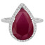 Pear Cut Treated Red Ruby Gemstone Multi-Stone 5-Prong Halo Cocktail Ring with Round White Diamond Accents in White Gold - #CSFR5M0063-W-RUB