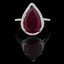 Pear Cut Treated Red Ruby Gemstone Multi-Stone 5-Prong Halo Cocktail Ring with Round White Diamond Accents in White Gold - #CSFR5M0063-W-RUB