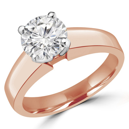 Round Cut Diamond Solitaire 4-Prong Engagement Ring in Rose Gold - #1428L-R