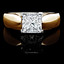 Princess Cut Diamond Solitaire V-Prong Cathedral-Set Wide-Band Engagement Ring in Yellow Gold - #1133LP-Y