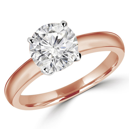 Round Cut Diamond Solitaire 4-Prong Engagement Ring in Rose Gold - #1504L-R