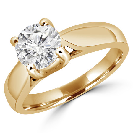 Round Diamond Solitaire Cathedral Engagement Ring in Yellow Gold - #1893L-Y