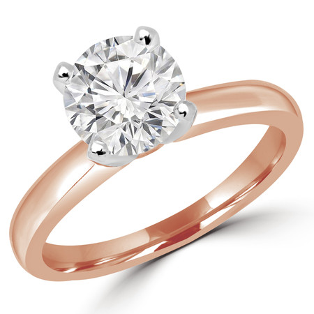 Round Cut Diamond Solitaire Cathedral-Set 4-Prong Engagement Ring in Rose Gold - #2546L-R