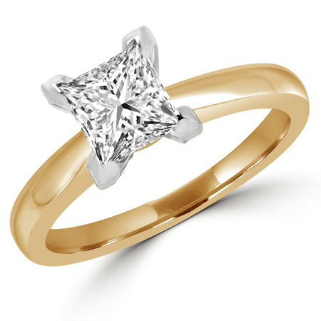 Princess Cut Diamond Solitaire V-Prong Engagement Ring in Yellow Gold - #2546LP-Y
