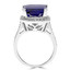 Emerald Cut Blue Sapphire Gemstone Multi-Stone 4-Prong Halo Cocktail Ring with Round White Diamond Accents in White Gold - #CSFR7R6838-W-SAP
