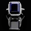 Emerald Cut Blue Sapphire Gemstone Multi-Stone 4-Prong Halo Cocktail Ring with Round White Diamond Accents in White Gold - #CSFR7R6838-W-SAP
