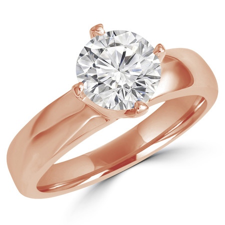 Round Cut Diamond Solitaire 4-Prong Engagement Ring in Rose Gold - #HR6948-R