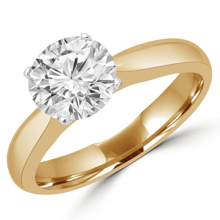 Round Cut Diamond Classic Solitaire 4-Prong Engagement Ring in Yellow Gold - #LAURENT-Y