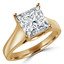 Princess Cut Diamond Solitaire 4-Prong Trellis-Set Engagement Ring in Yellow Gold - #SPR2066-Y