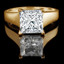 Princess Cut Diamond Solitaire 4-Prong Trellis-Set Engagement Ring in Yellow Gold - #SPR2066-Y