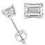 Emerald Cut Diamond Solitaire Stud Earrings with Screwbacks in White Gold - #EEW433-W