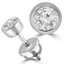 Round Cut Diamond Solitaire Bezel-Set Stud Earrings with Screwbacks in White Gold - #ER1-W