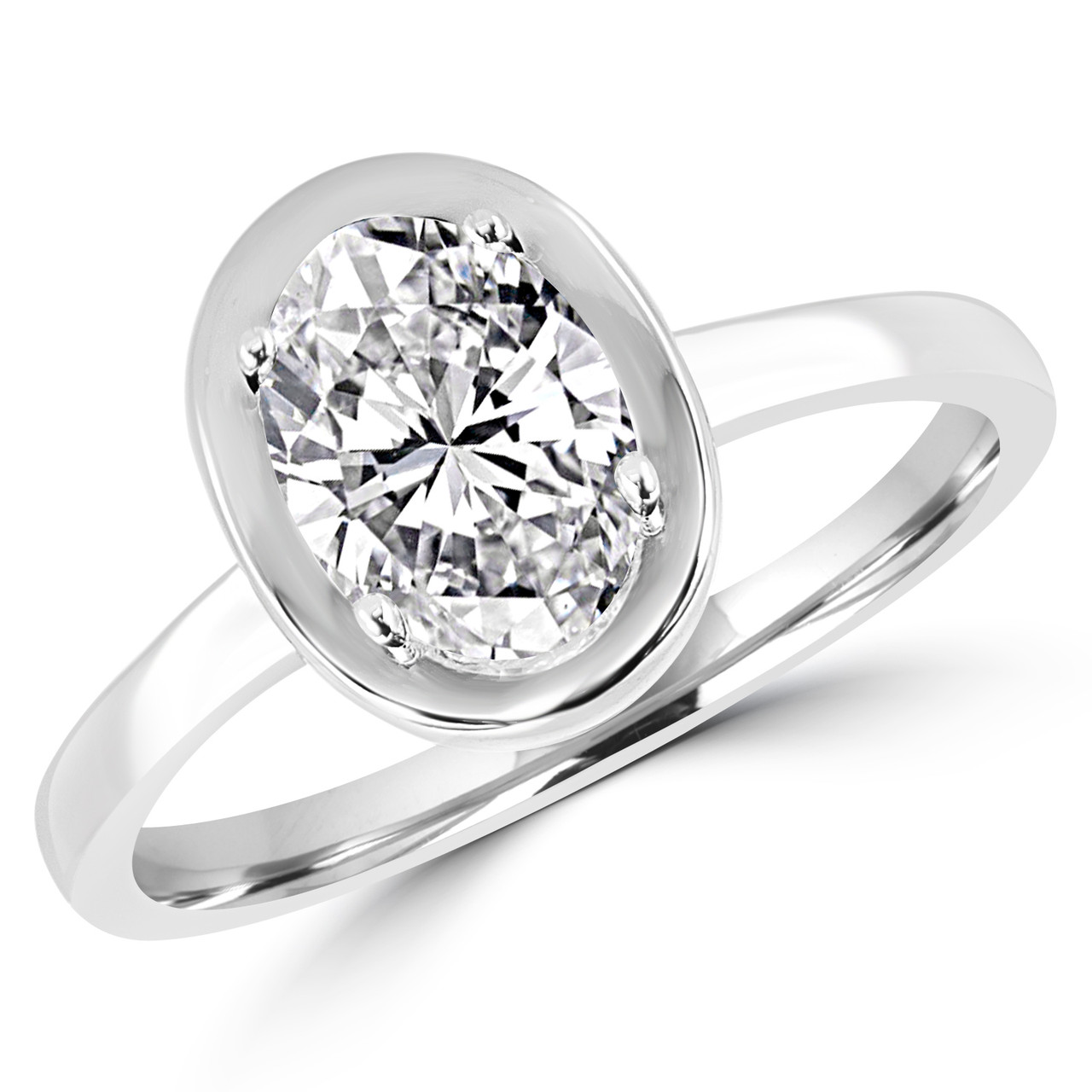 Plain oval outlet engagement rings