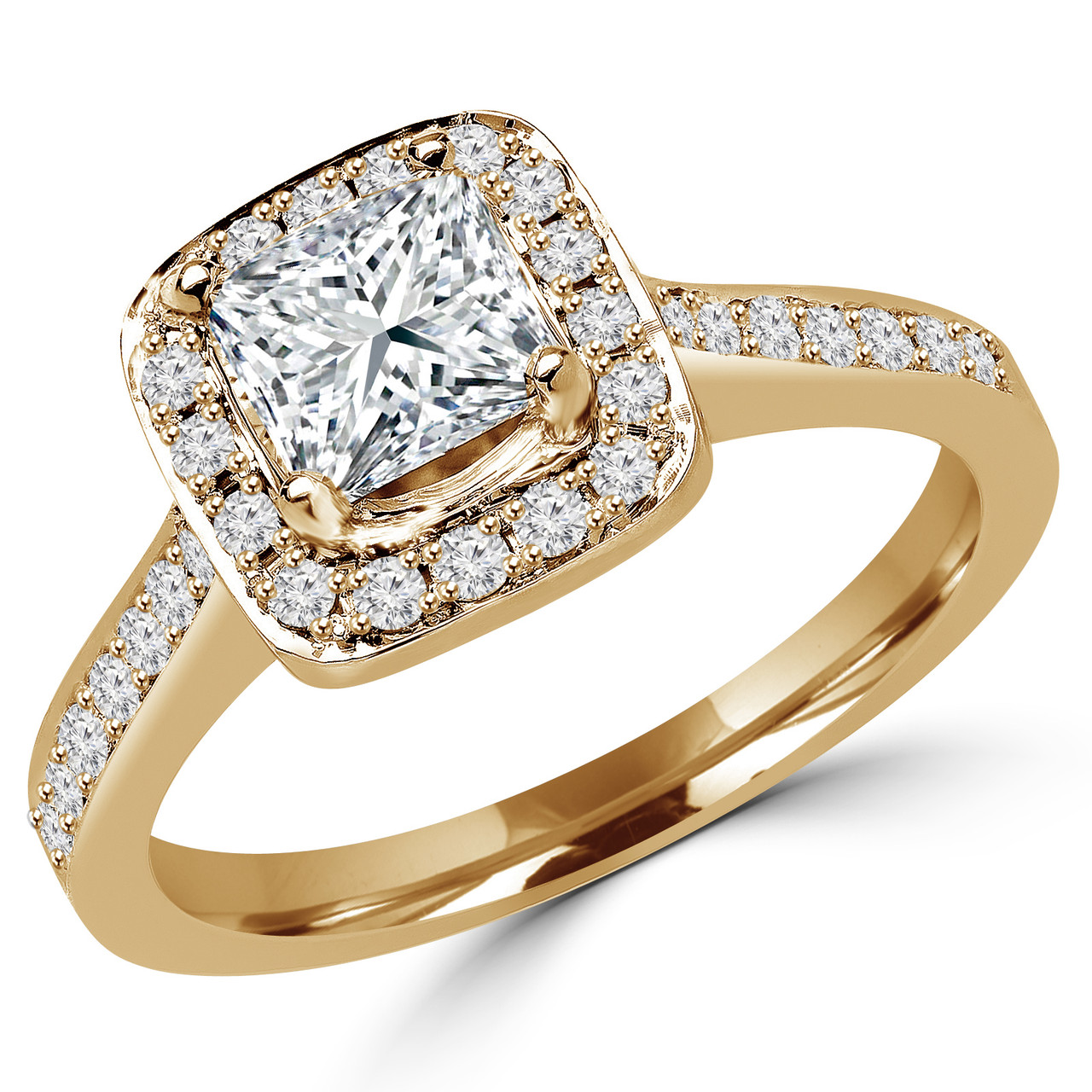 Princess Cut Diamond Vintage Multi-Stone Halo 4-Prong ...
