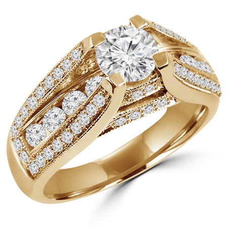 Sale - Wedding Ring Set - Retro 14k Yellow & White Gold Genuine .31 CT – MJV