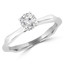 Round Cut Diamond Multi-Stone 4-Prong Cathedral-Set Engagement Ring with Round Diamond Accents in White Gold - #HR10078-W