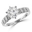Round Cut Diamond Multi-Stone 6-Prong Engagement Ring with Baguette Cut Diamond Invisible-Set Accents in White Gold - #HR10583-W