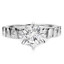 Round Cut Diamond Multi-Stone 6-Prong Engagement Ring with Baguette Cut Diamond Invisible-Set Accents in White Gold - #HR10583-W