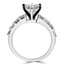 Round Cut Diamond Multi-Stone 6-Prong Engagement Ring with Baguette Cut Diamond Invisible-Set Accents in White Gold - #HR10583-W
