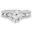 Round Cut Diamond Multi-Stone 6-Prong Engagement Ring with Baguette & Round Diamond Accents in White Gold - #HR10585-W