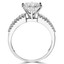 Round Cut Diamond Multi-Stone 6-Prong Engagement Ring with Baguette & Round Diamond Accents in White Gold - #HR10585-W